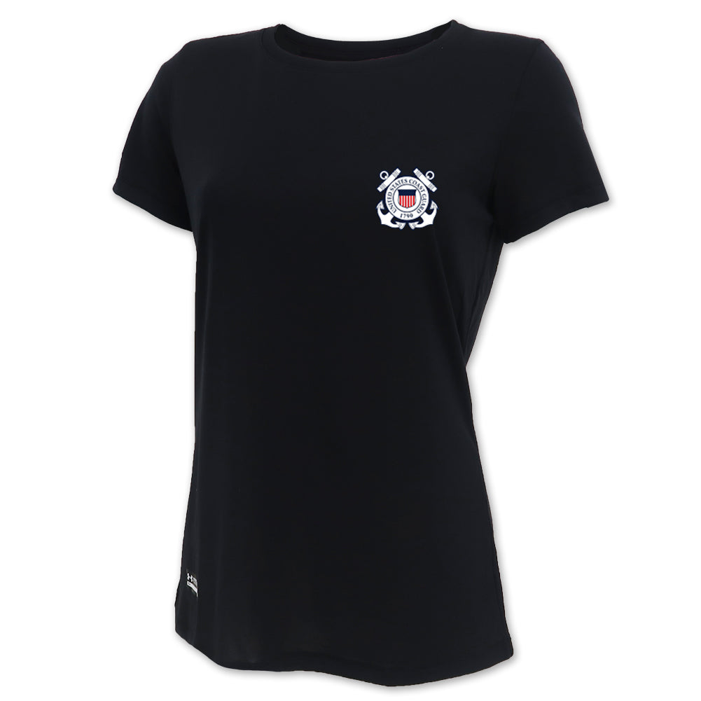 Coast Guard Seal Ladies Under Armour Tac Tech T-Shirt (Black)