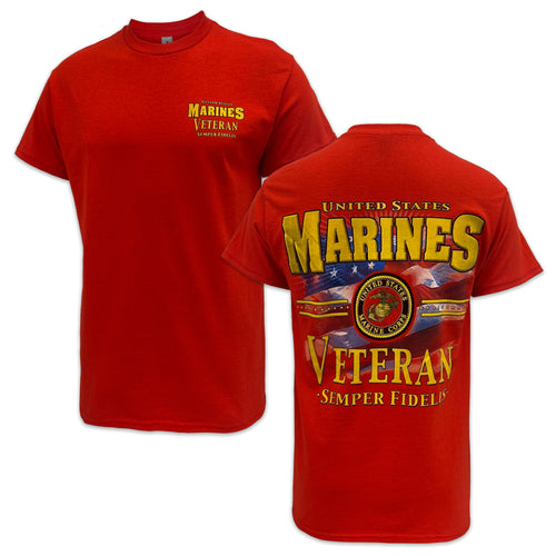 Marines Veteran Star Band T-Shirt (Red)