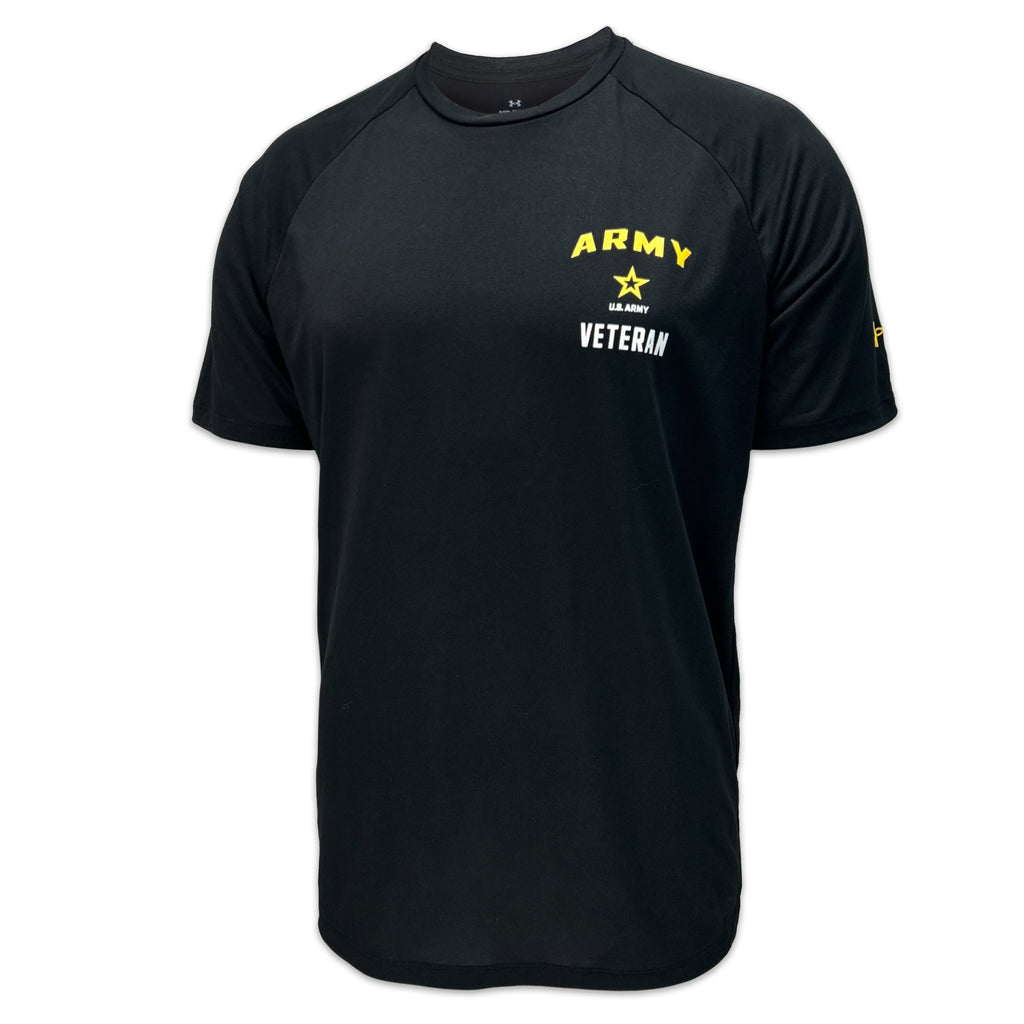 Army Under Armour Left Chest Star Veteran Tech T-Shirt (Black)