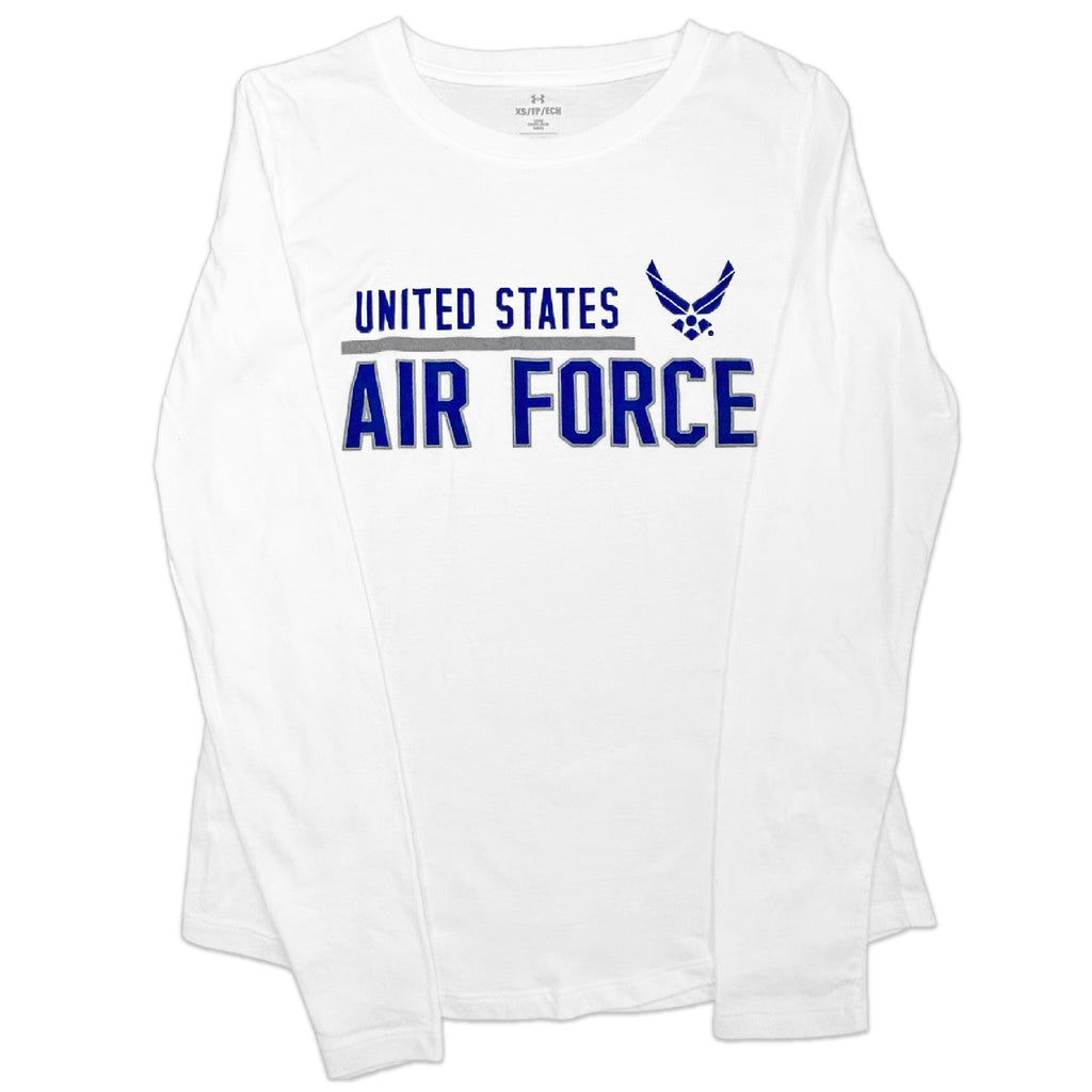 United States Air Force Ladies Under Armour Long Sleeve T-Shirt (White)
