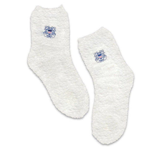 Coast Guard Seal Ladies Cozy Socks (White)