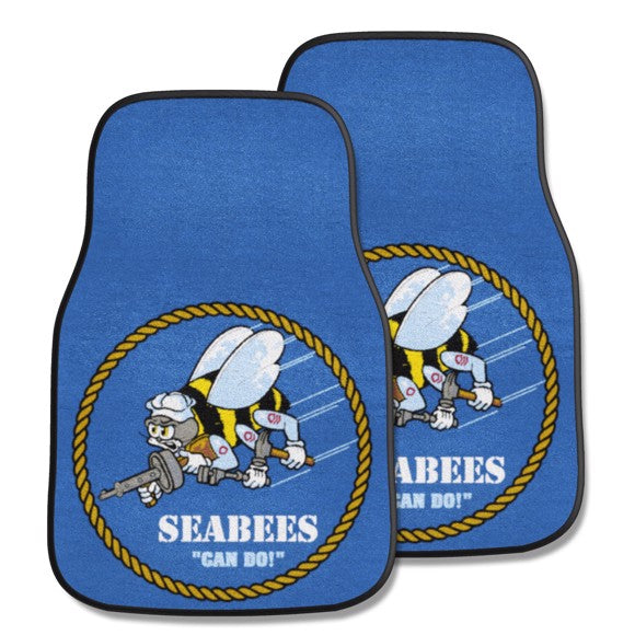 U.S. Navy Seabees 2-pc Carpet Car Mat Set