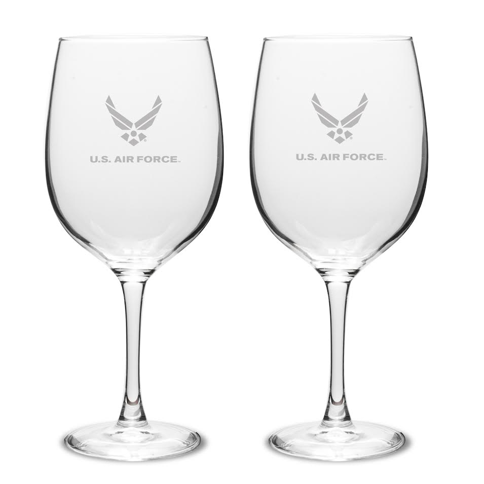 Air Force Wings Set of Two 19oz Wine Glasses with Stem