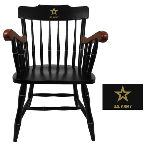 Army Star Wooden Captain Chair (Black with Cherry Arms)