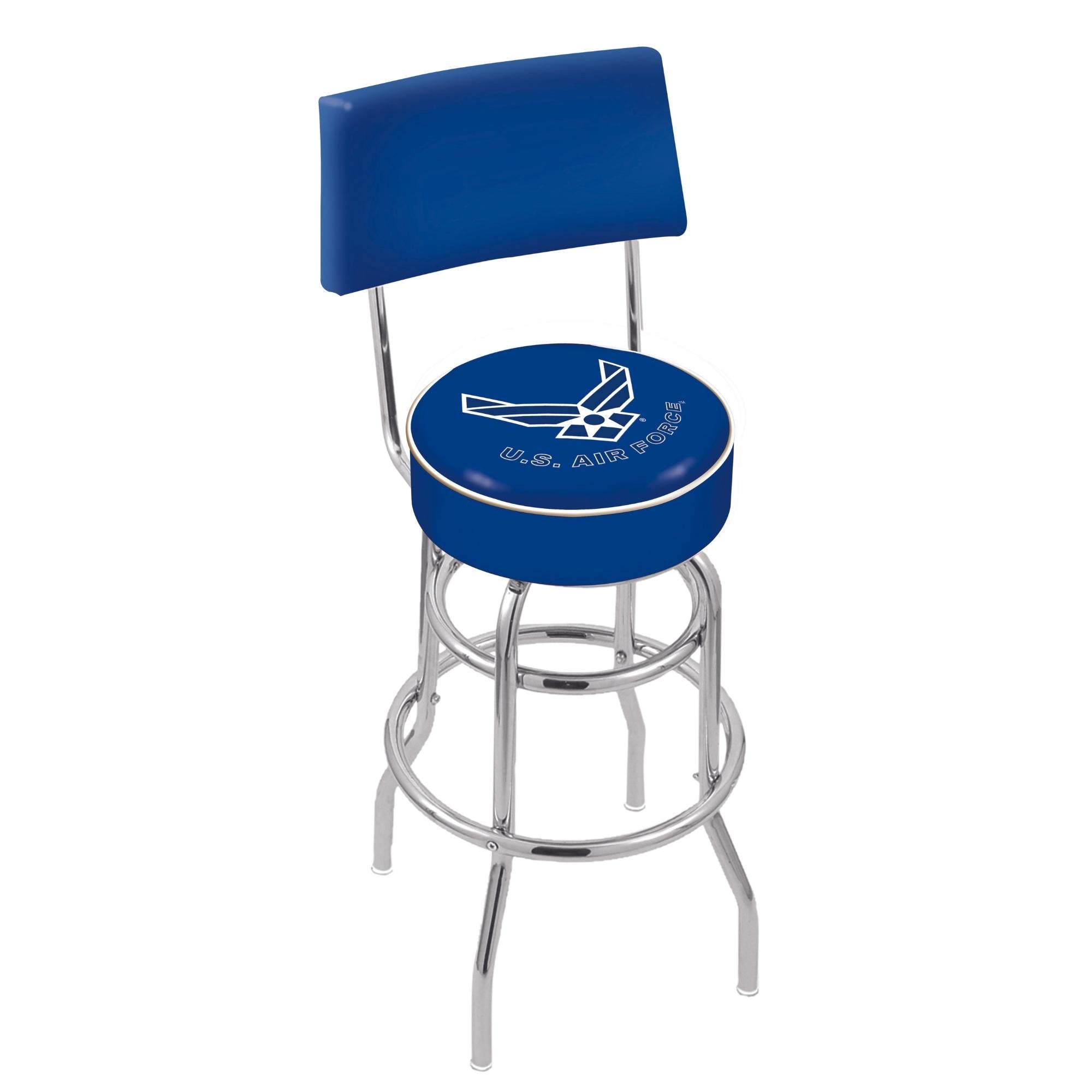 Air Force Wings Stool with Back (Chrome Finish)