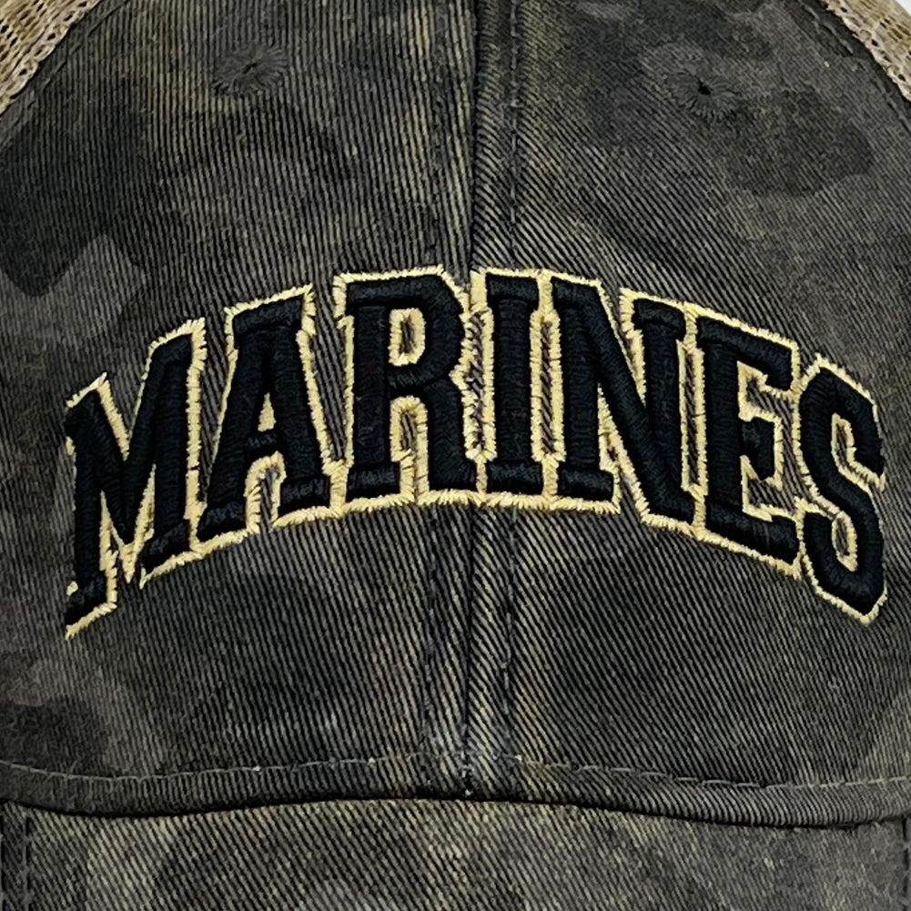 Marines Arch Old Favorite Trucker Hat (Black Field Camo)