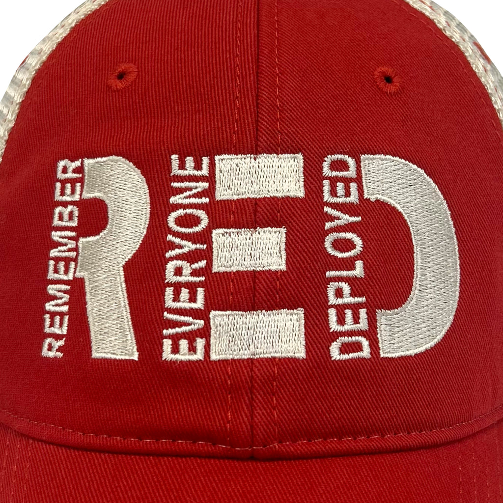 Remember Everyone Deployed Relaxed Twill Trucker Hat (Red)