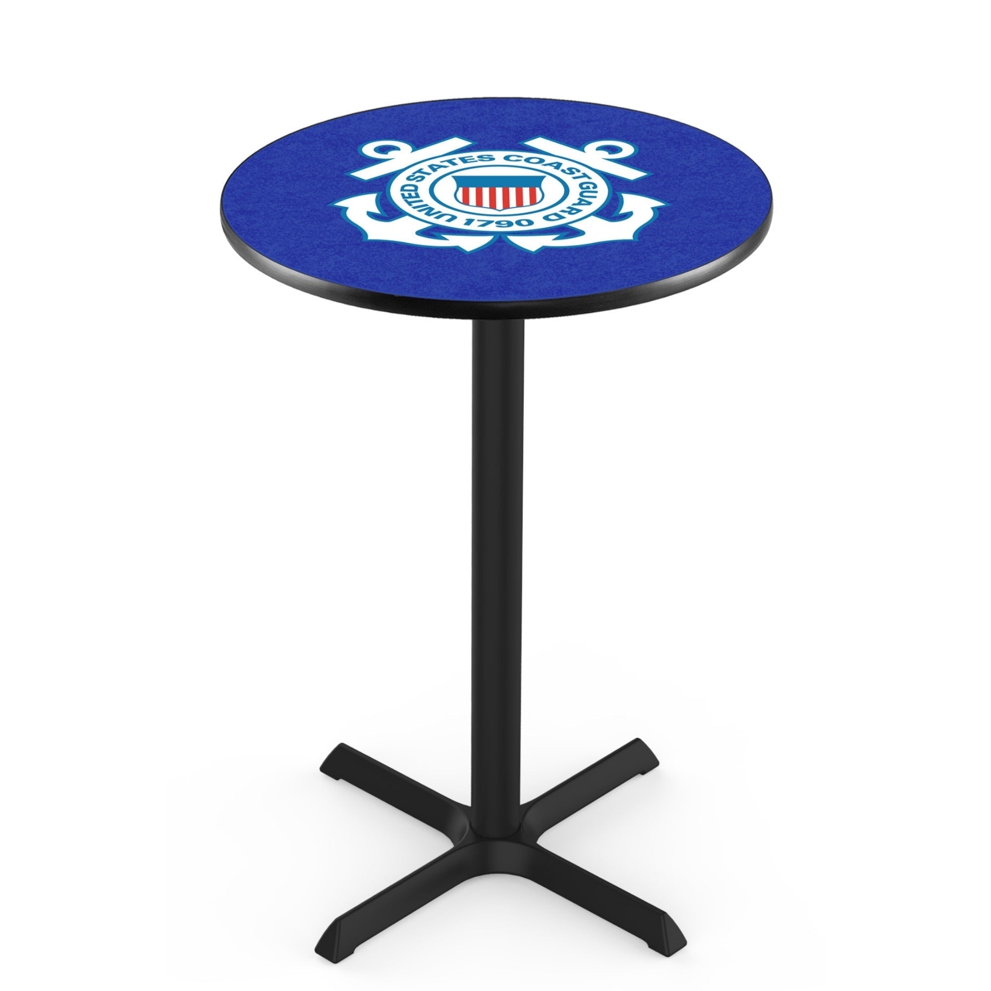 Coast Guard Seal Pub Table with X-Style Base (Black)*