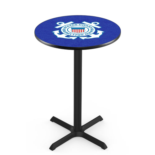 Coast Guard Seal Pub Table with X-Style Base (Black)