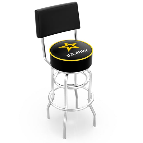 Army Star Stool with Back (Chrome Finish)