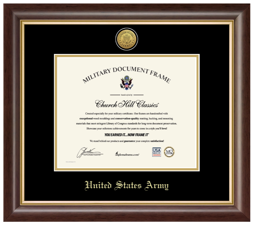 United States Army Gold Engraved Hampshire Certificate Frame (Horizontal)*