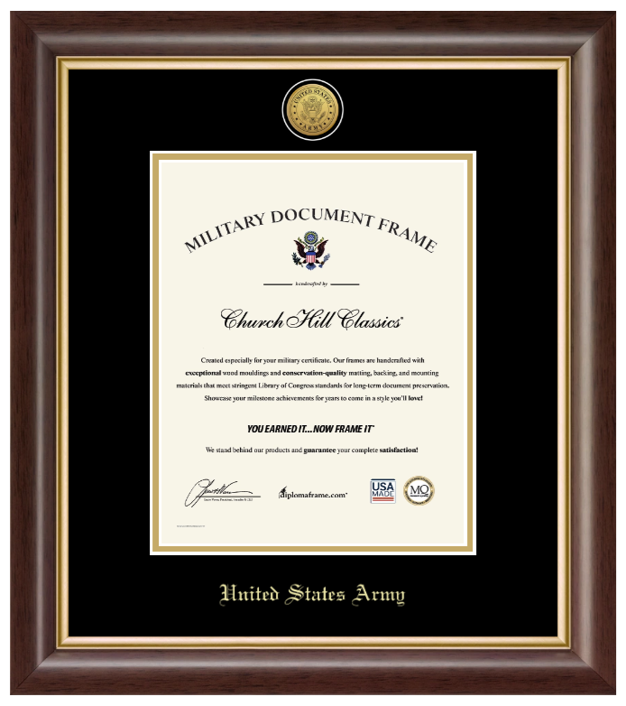 United States Army Gold Engraved Hampshire Certificate Frame (Vertical)*