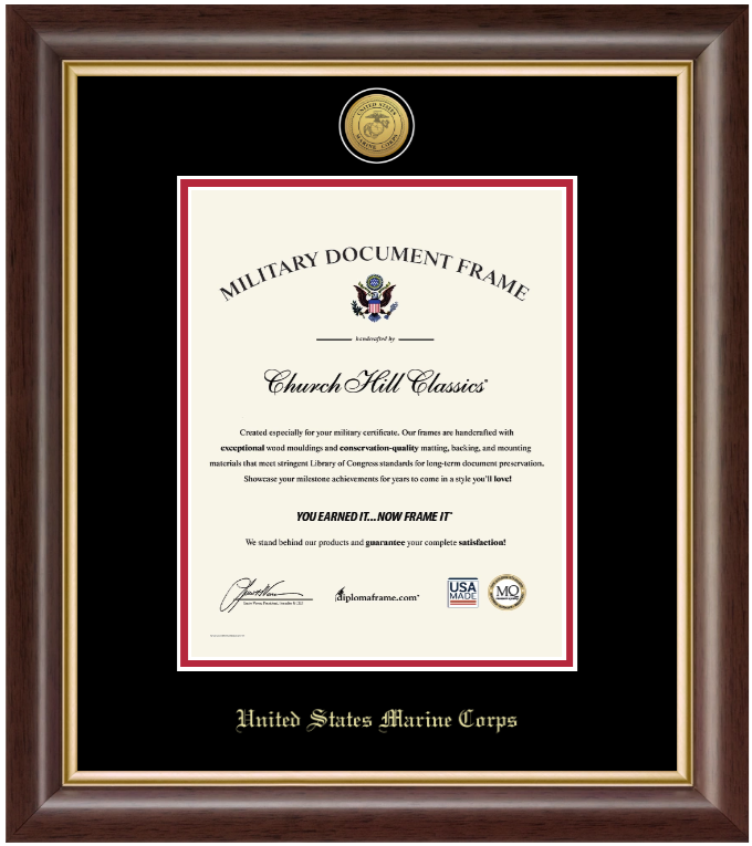 United States Marine Corps Gold Engraved Hampshire Certificate Frame (Vertical)*