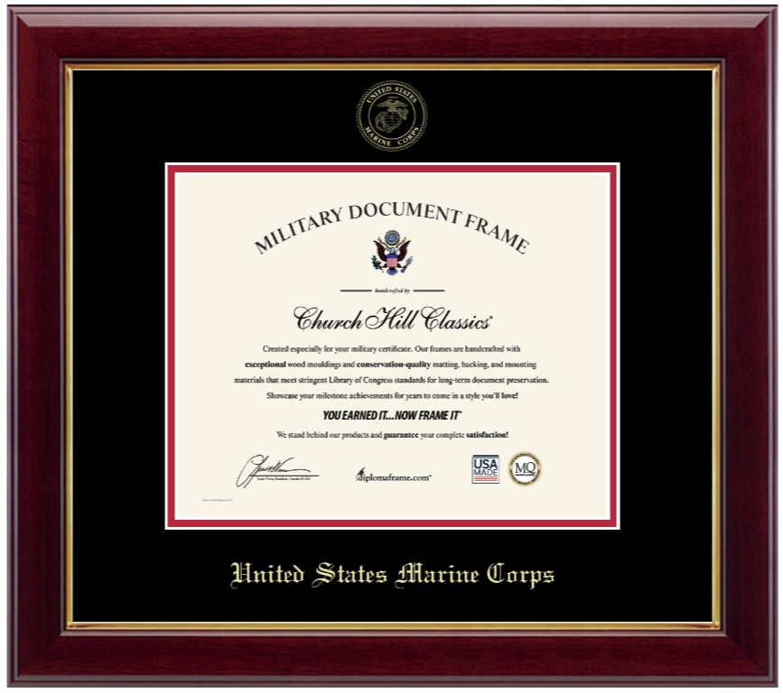 United States Marine Corps Gold Embossed Gallery Certificate Frame (Horizontal)*