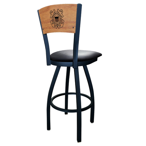 Coast Guard Seal Swivel Stool with Laser Engraved Back