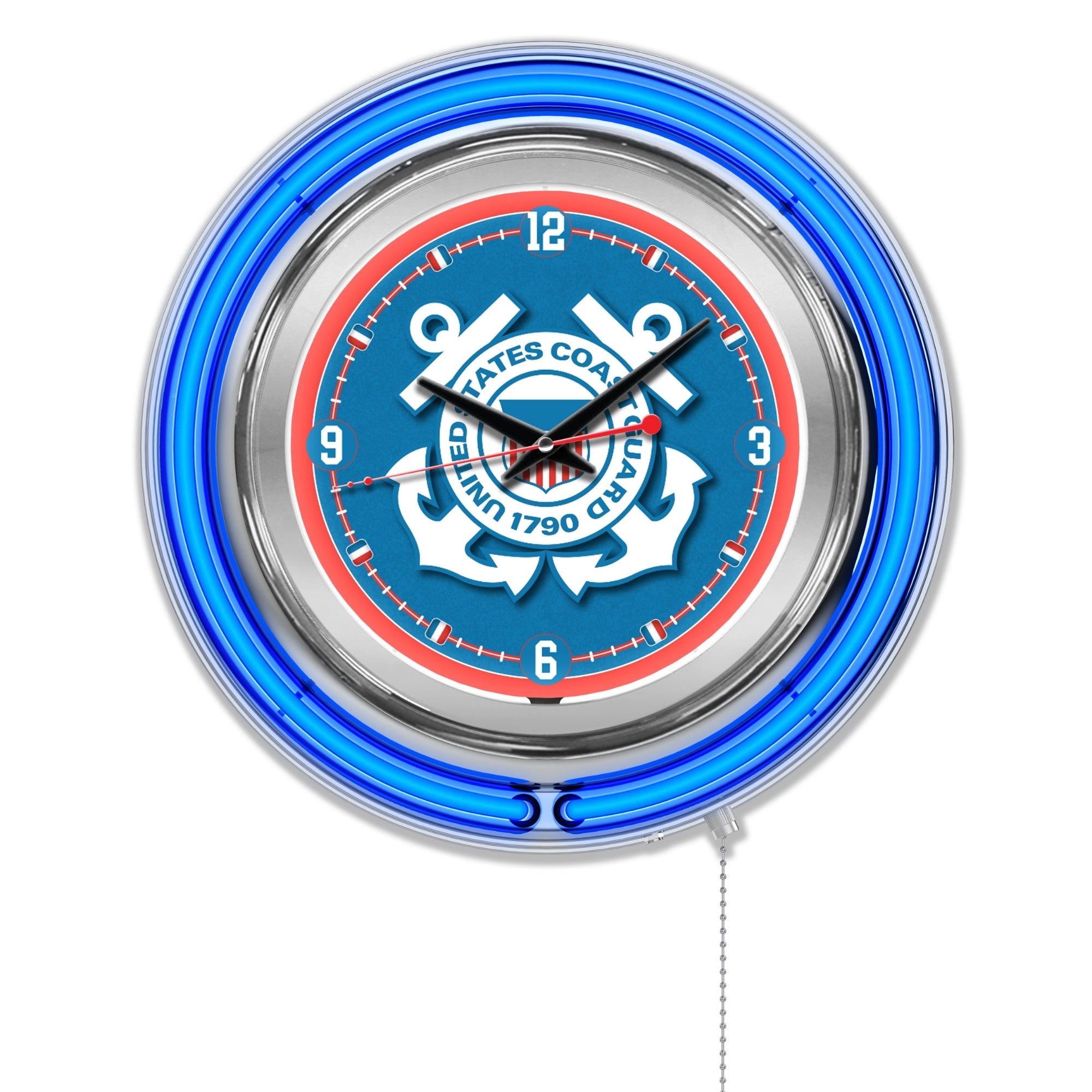 United States Coast Guard 15" Double Neon Wall Clock