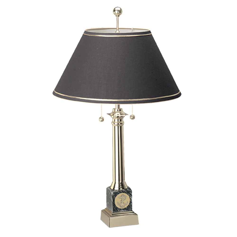 Navy Anchor Alumni Brass Table Lamp (Black Marble)*