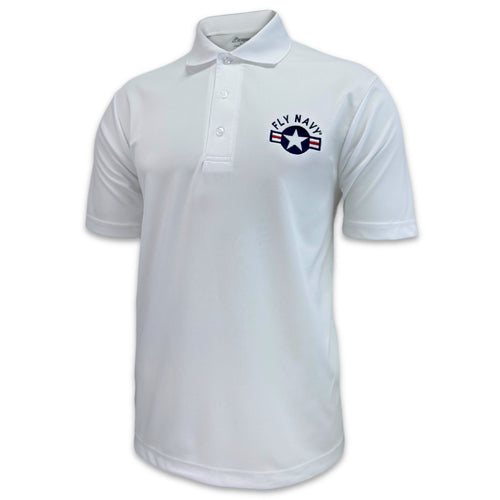 Navy Fly Navy Performance Polo (White)