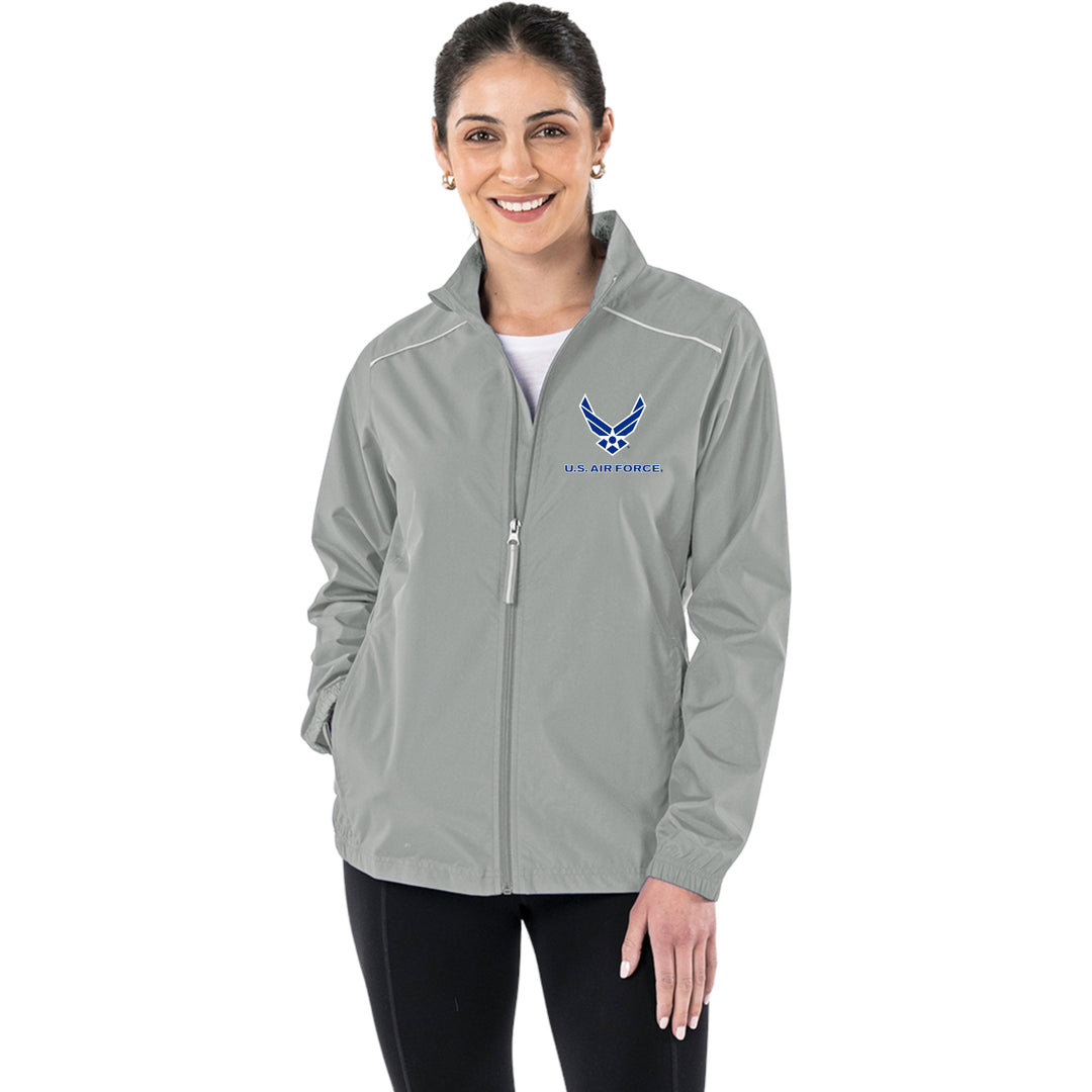 Air Force Wings Ladies Pack-N-Go Full Zip Jacket (Grey)