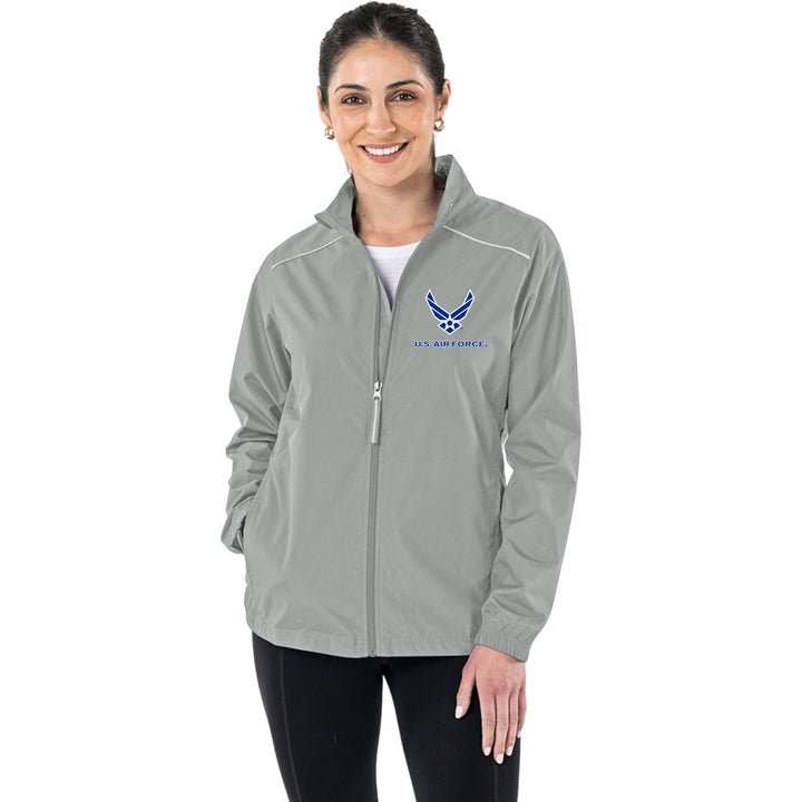 Air Force Wings Ladies Pack-N-Go Full Zip Jacket (Grey)