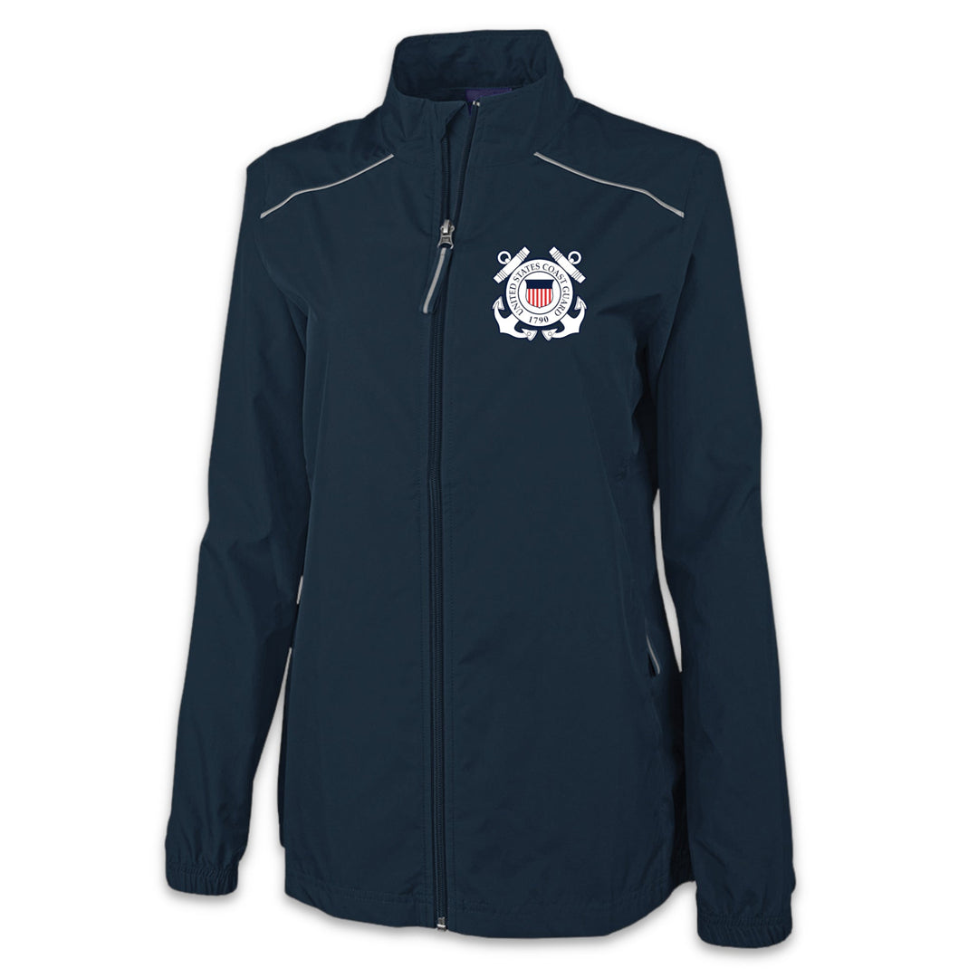 Coast Guard Seal Ladies Pack-N-Go Full Zip Jacket (Navy)