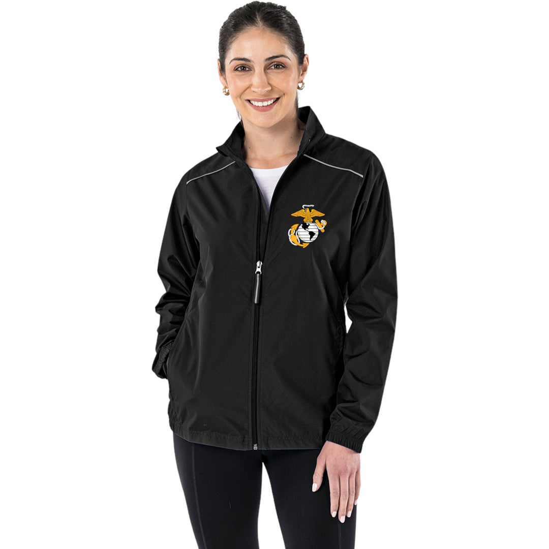 Marines EGA Ladies Pack-N-Go Full Zip Jacket (Black)