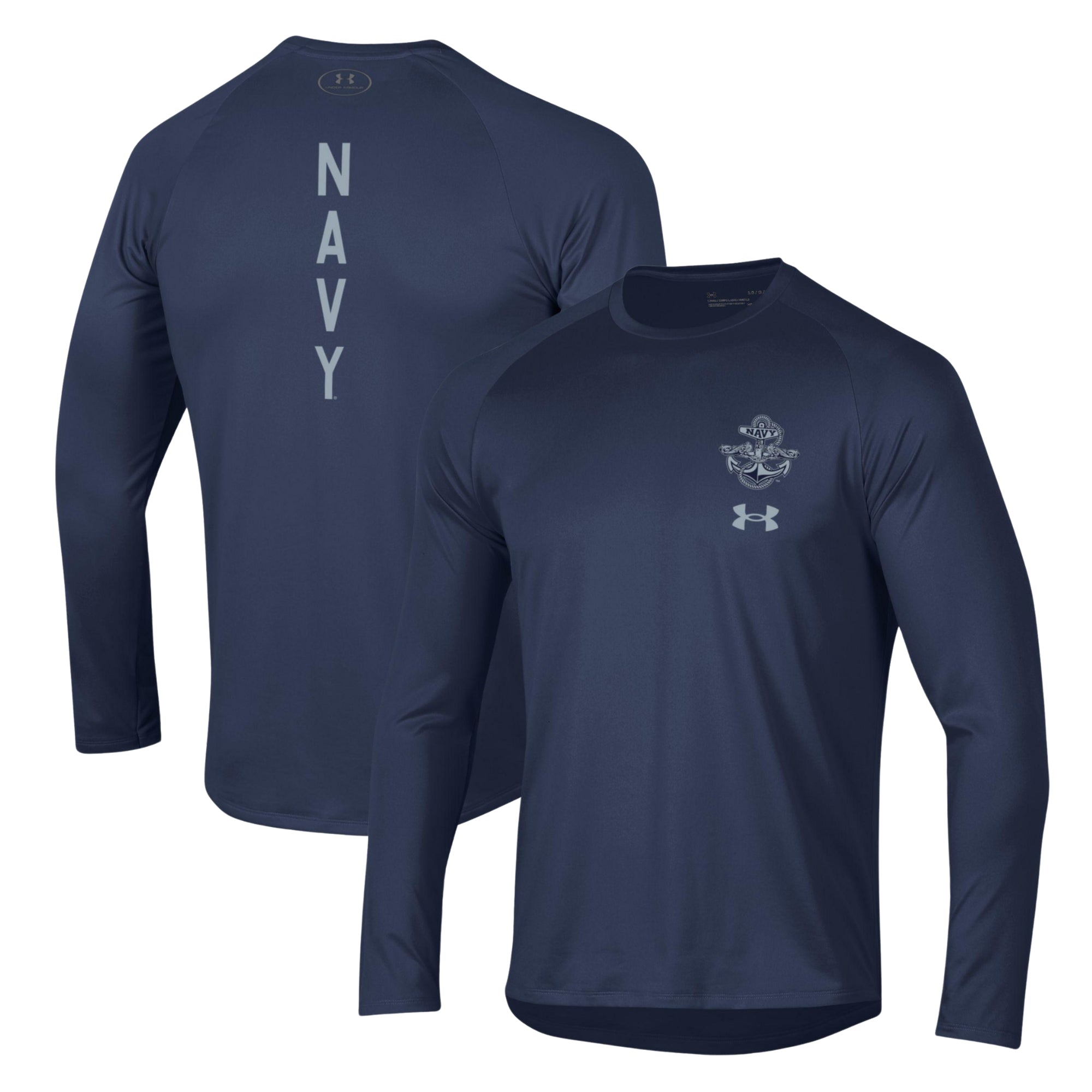 Navy Under Armour Anchor Silent Service Spine Long Sleeve T-Shirt (Navy)