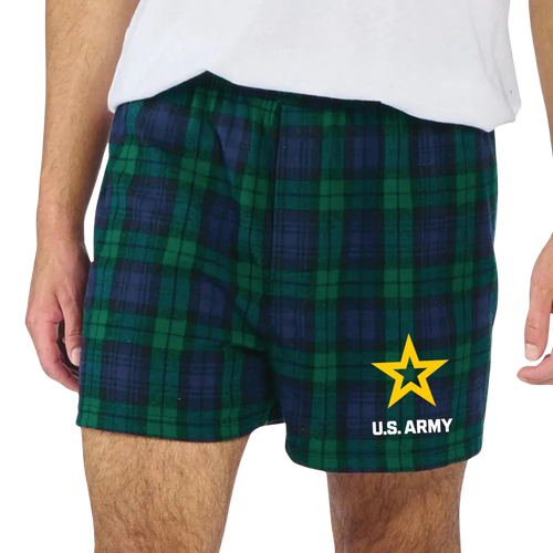 Army Star Mens Flannel Shorts (Blackwatch)