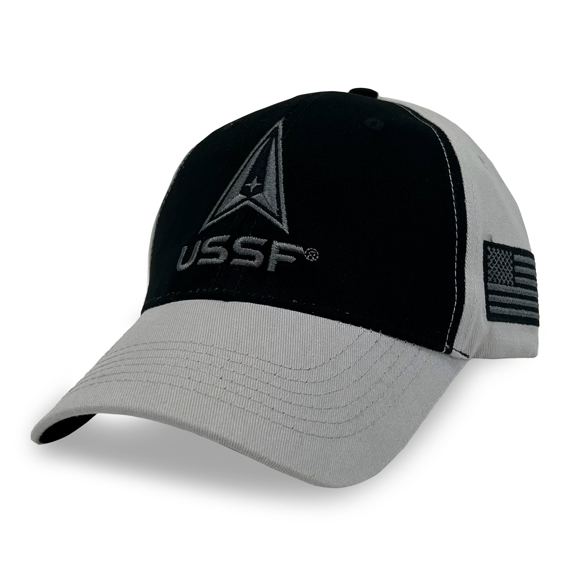 Space Force Logo Two Tone Flag Hat (Black/Grey)