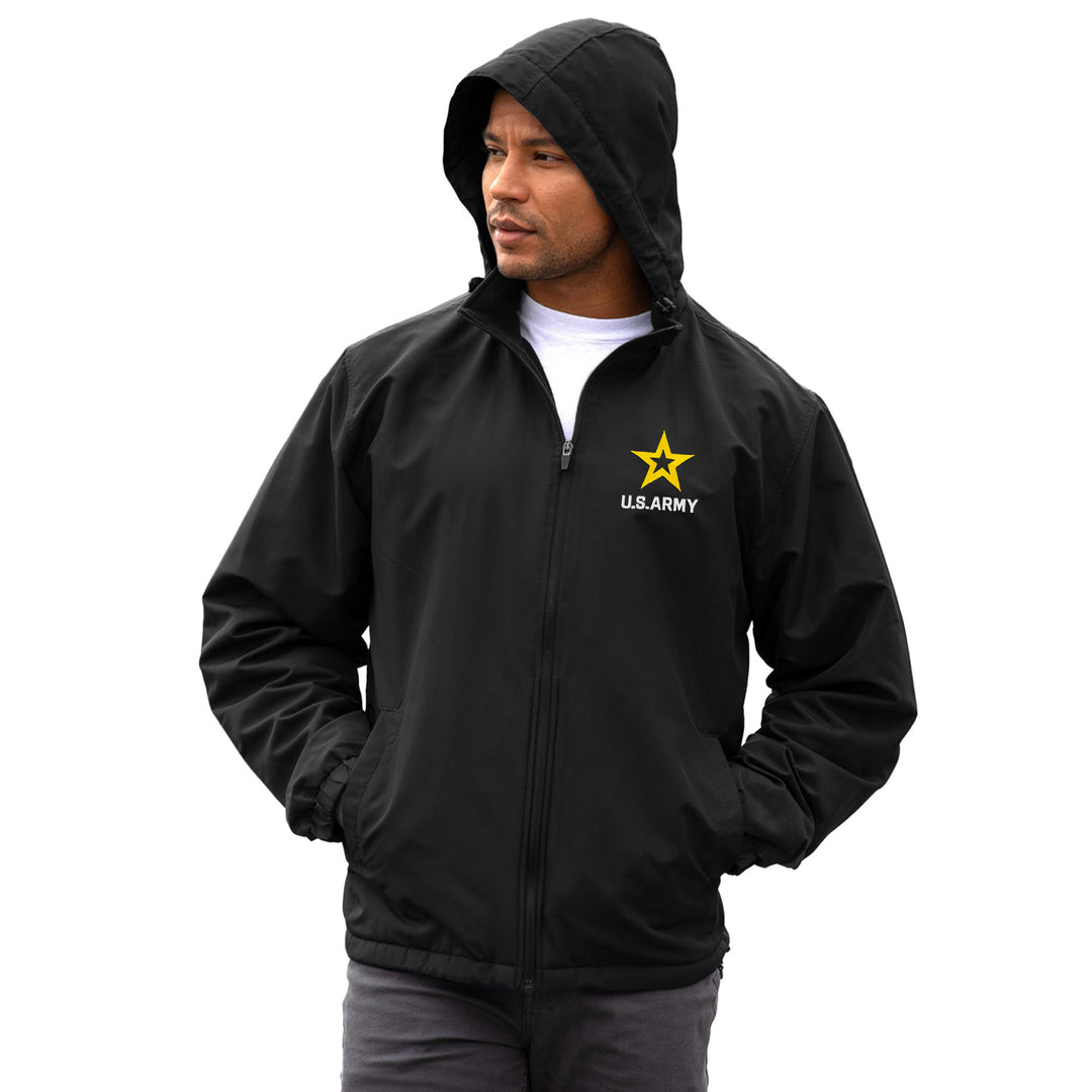 Army Star Atmos Pro Fleece Lined Hooded Jacket (Black)