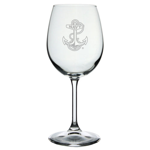 Navy Anchor 16oz Wine Glass