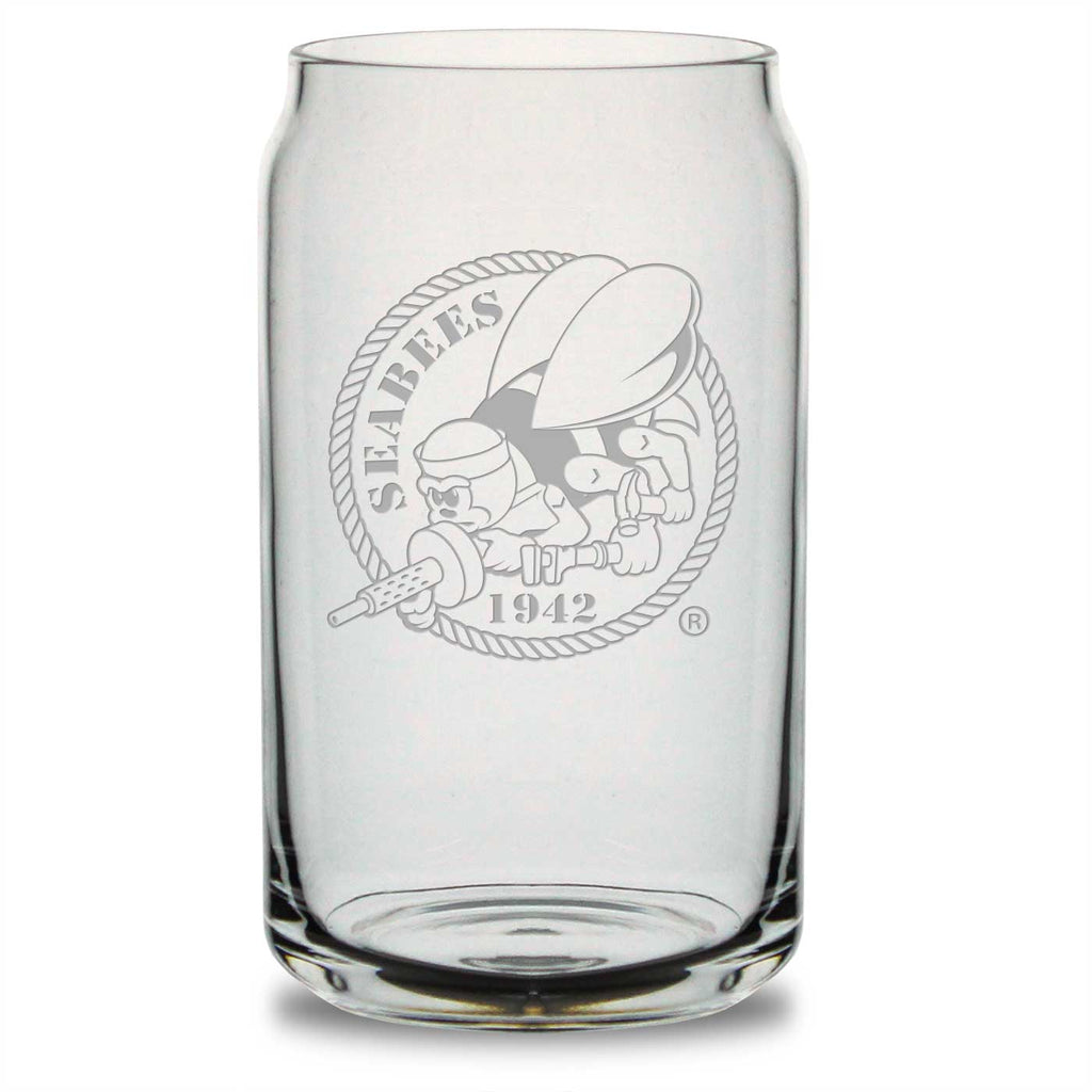 Seabees 16oz Beer Can Glass