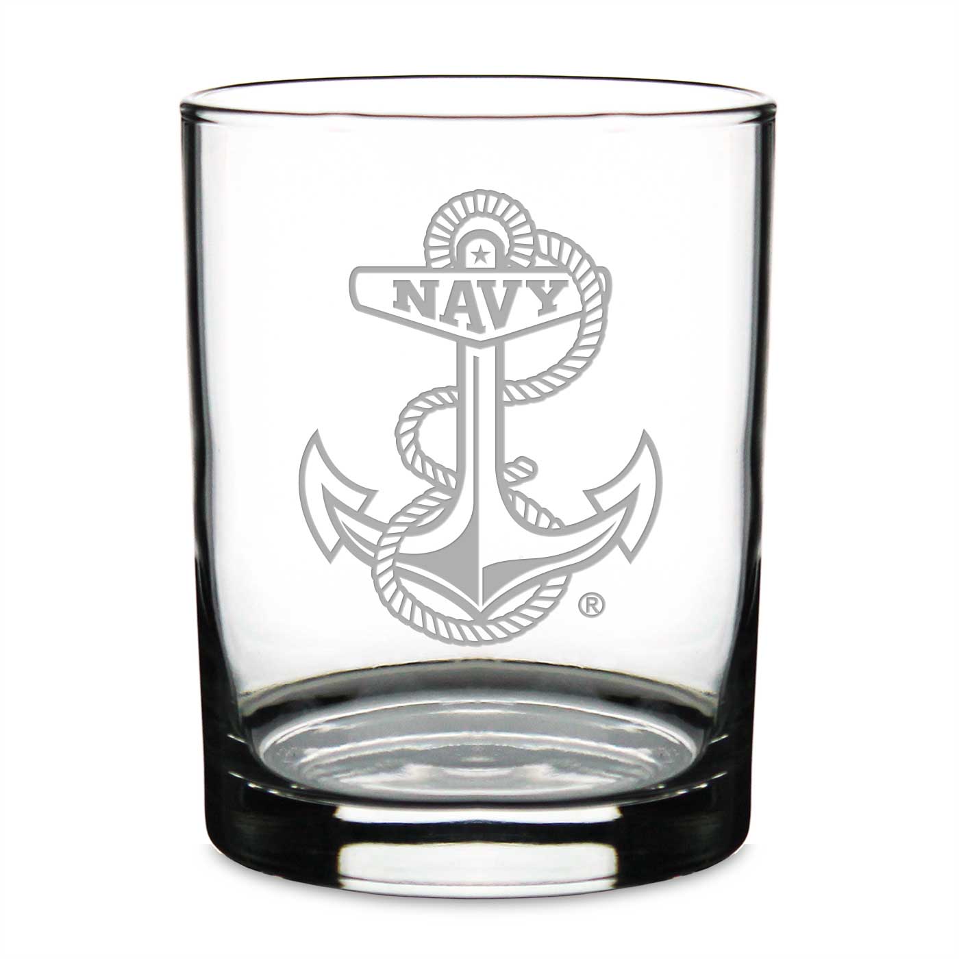 Navy Anchor Double Old Fashion Glass