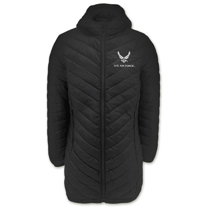 Air Force Wings Ladies Long Helio Insulated Coat (Black)