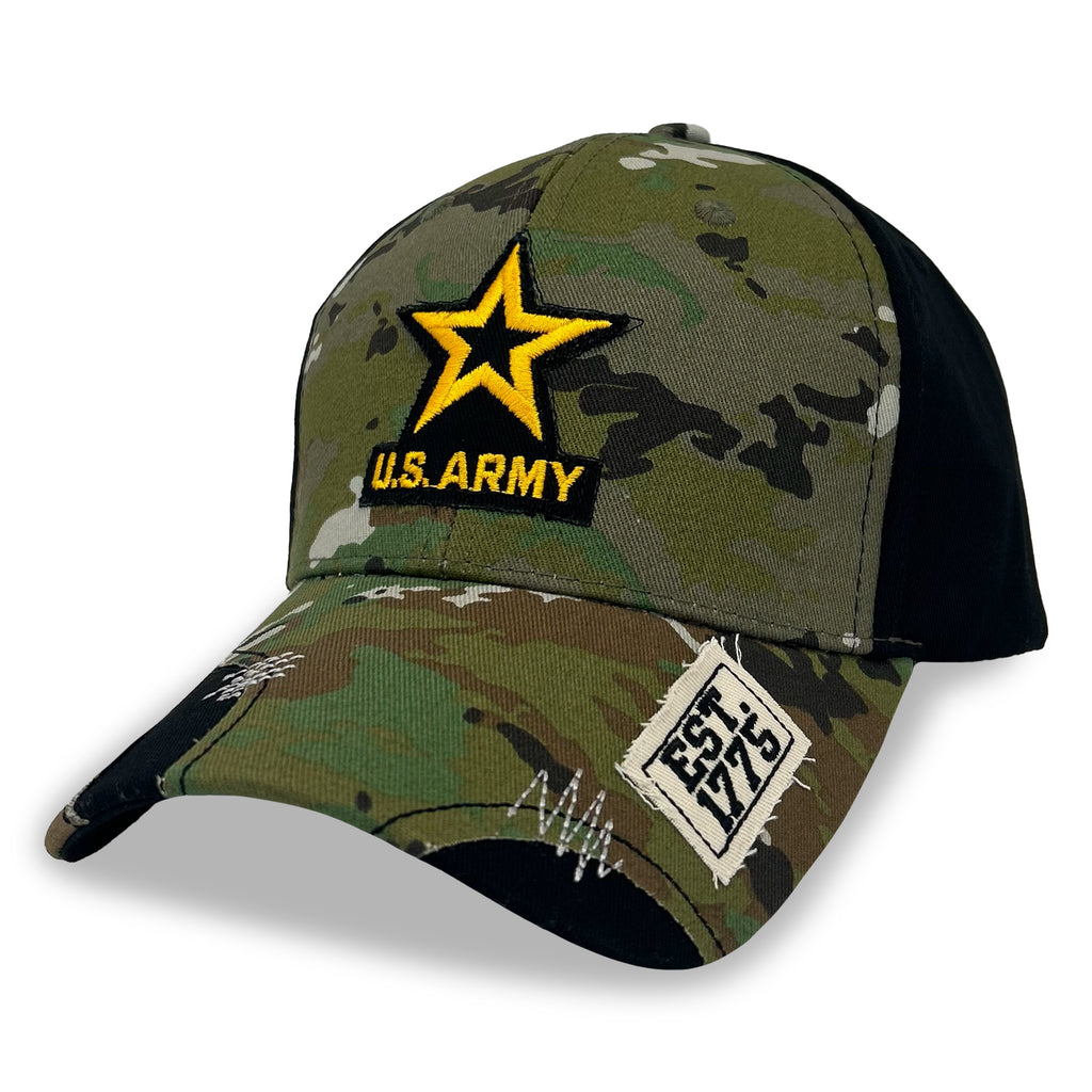 Army Star Distressed Camo Front Hat