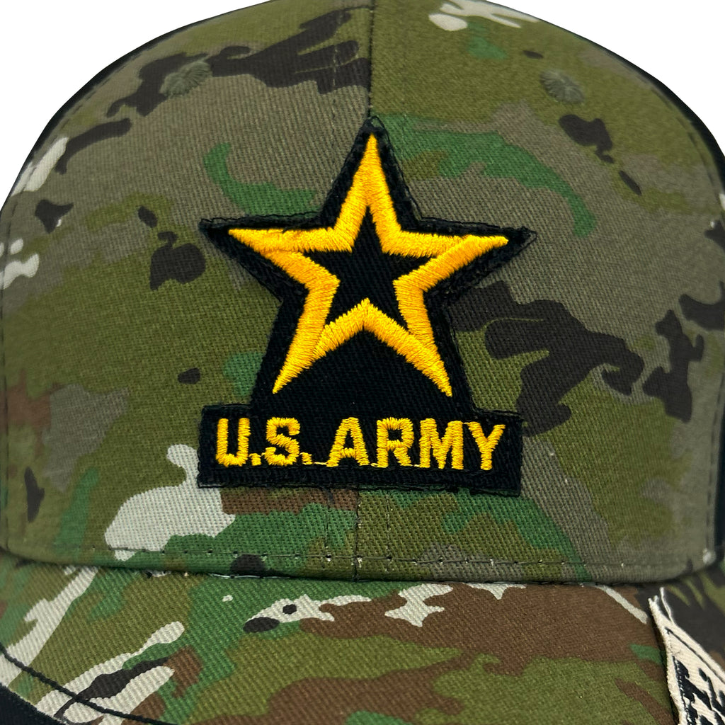 Army Star Distressed Camo Front Hat