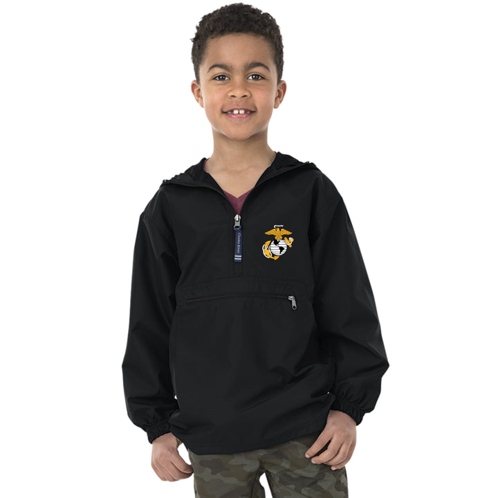 Marines EGA Youth Pack-N-Go Pullover (Black)