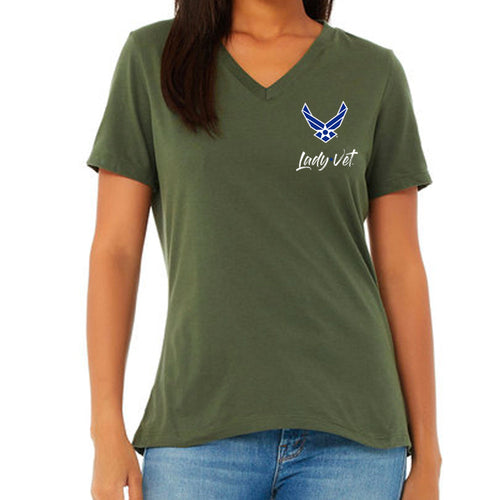 Air Force Lady Vet Left Chest Logo V-Neck T-Shirt