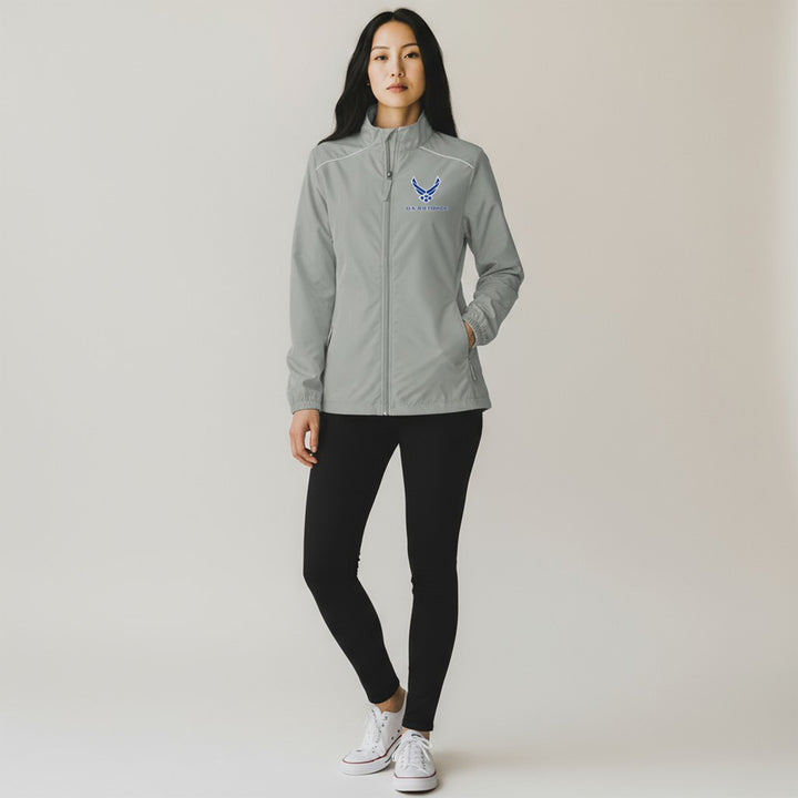 Air Force Wings Ladies Pack-N-Go Full Zip Jacket (Grey)