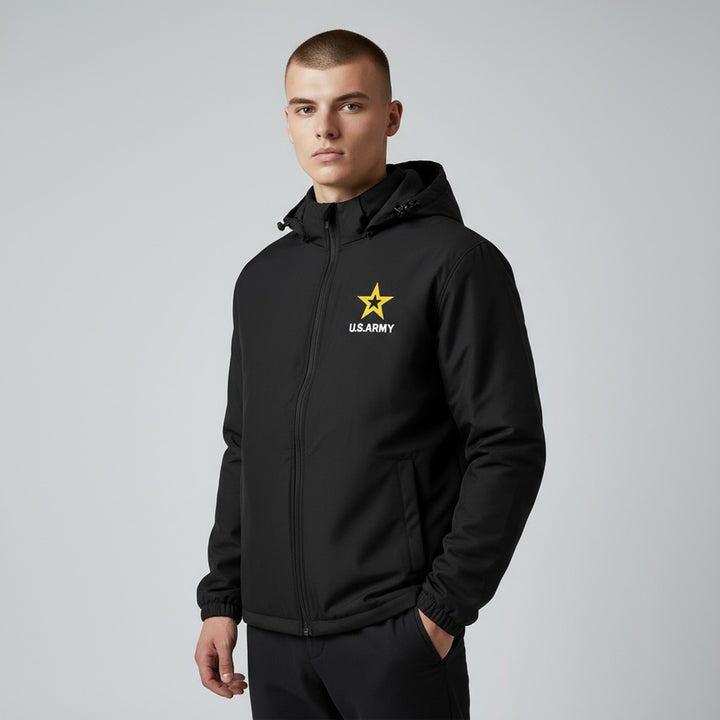 Army Star Atmos Pro Fleece Lined Hooded Jacket (Black)