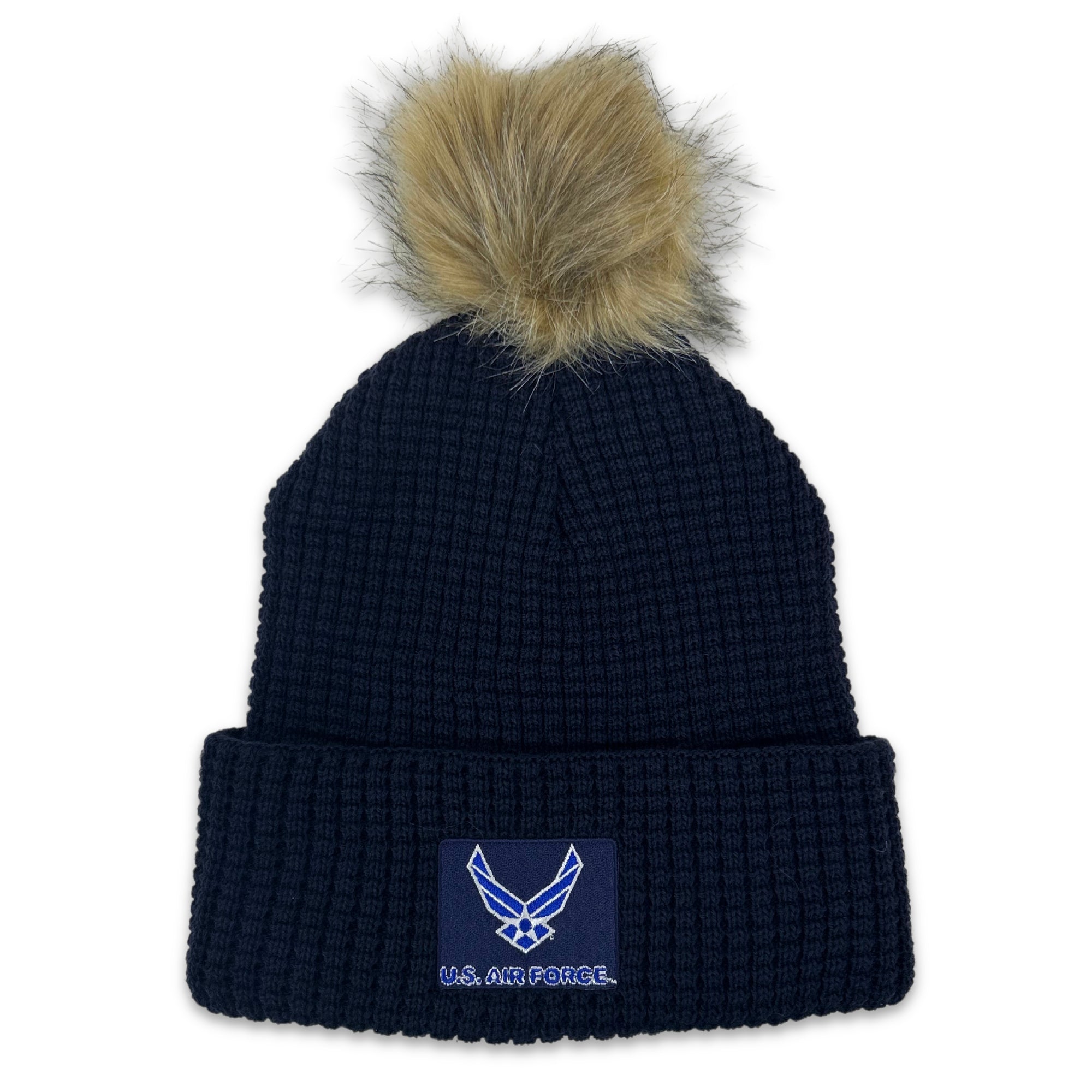 Air Force Wings Ladies Belgian Waffle Knit (Navy)