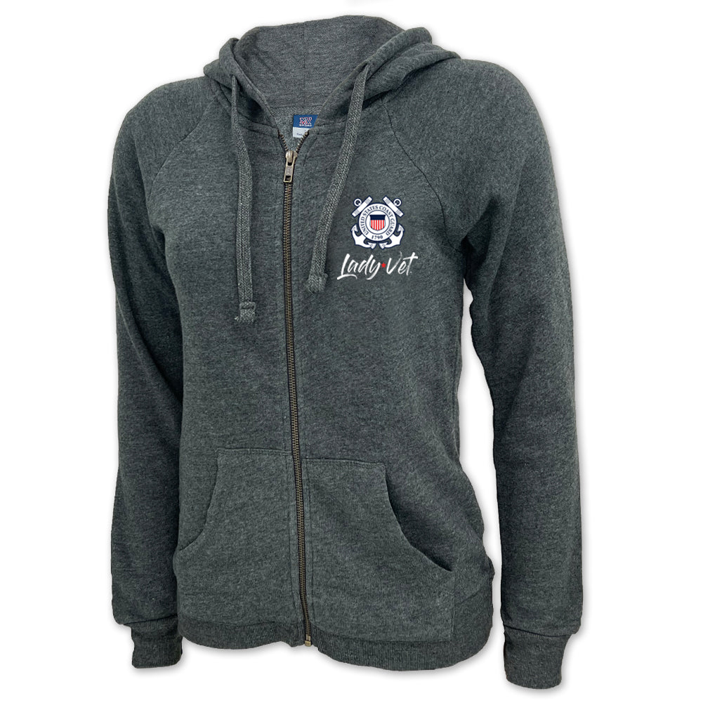 Coast Guard Lady Vet Left Chest Logo Full Zip Hood