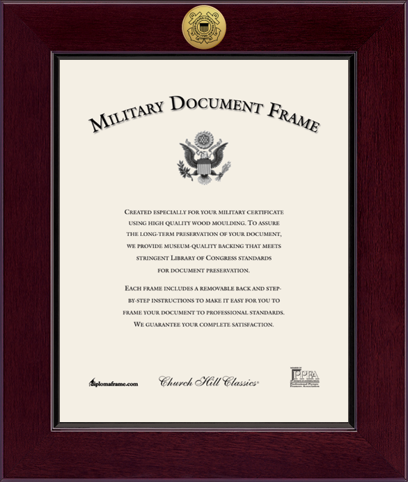 U.S. Coast Guard Century Gold Engraved Certificate Frame (Vertical)*