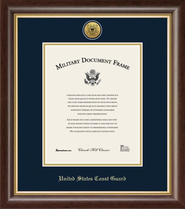 U.S. Coast Guard Gold Engraved Medallion Frame (Vertical)*