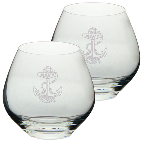Navy Anchor Set of Two 15oz British Gin Glasses (Clear)