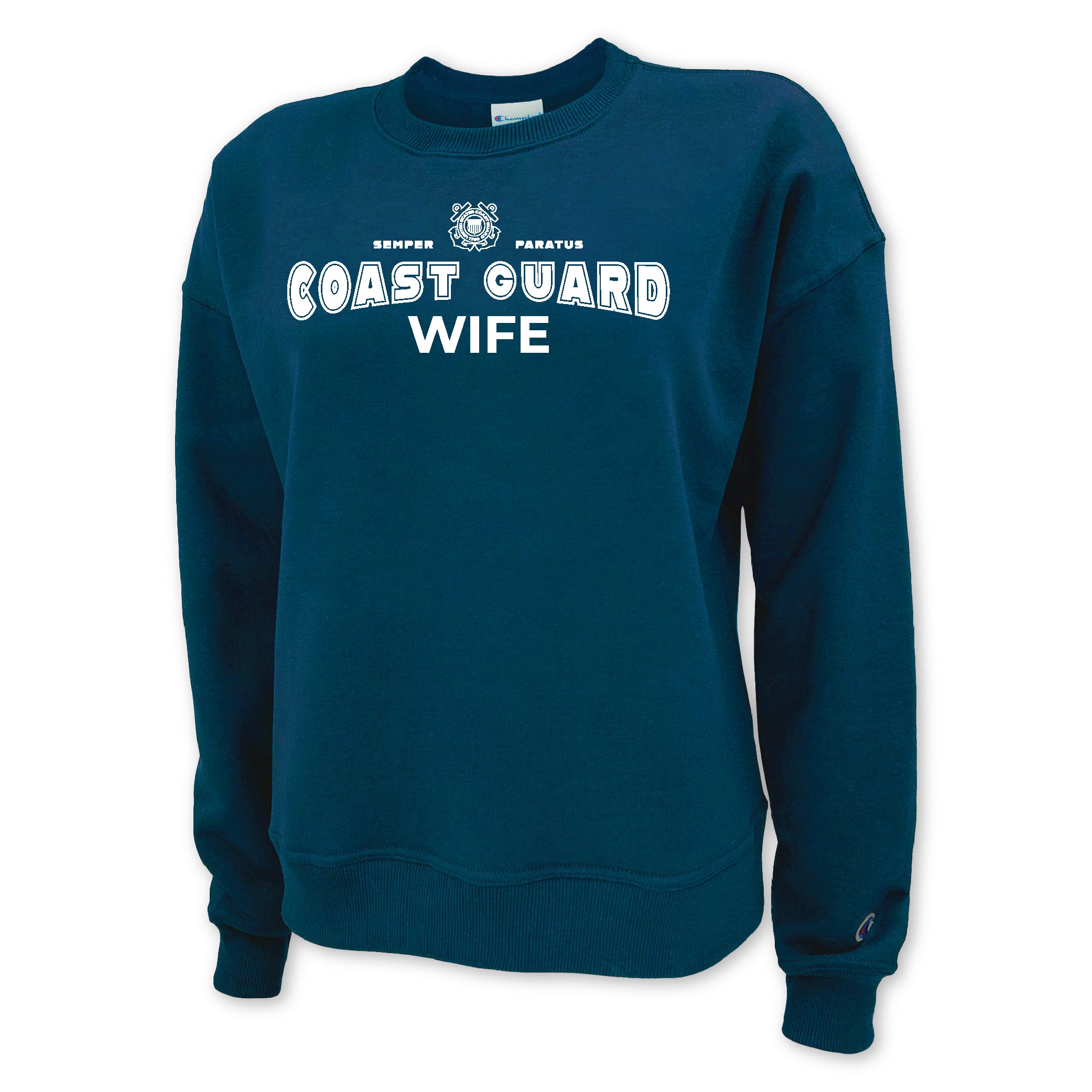 Coast Guard Wife Ladies Crewneck (Navy)