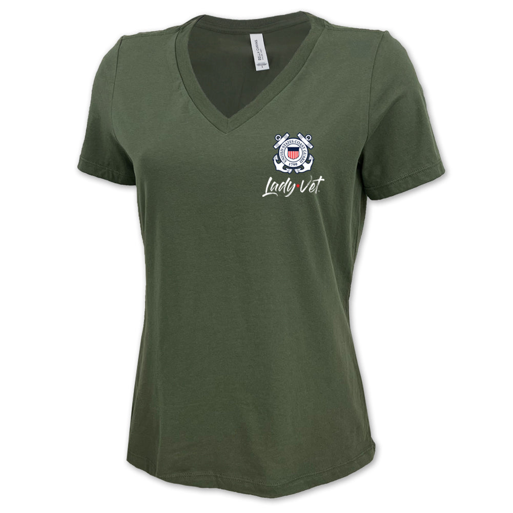 Coast Guard Lady Vet Left Chest Logo V-Neck T-Shirt