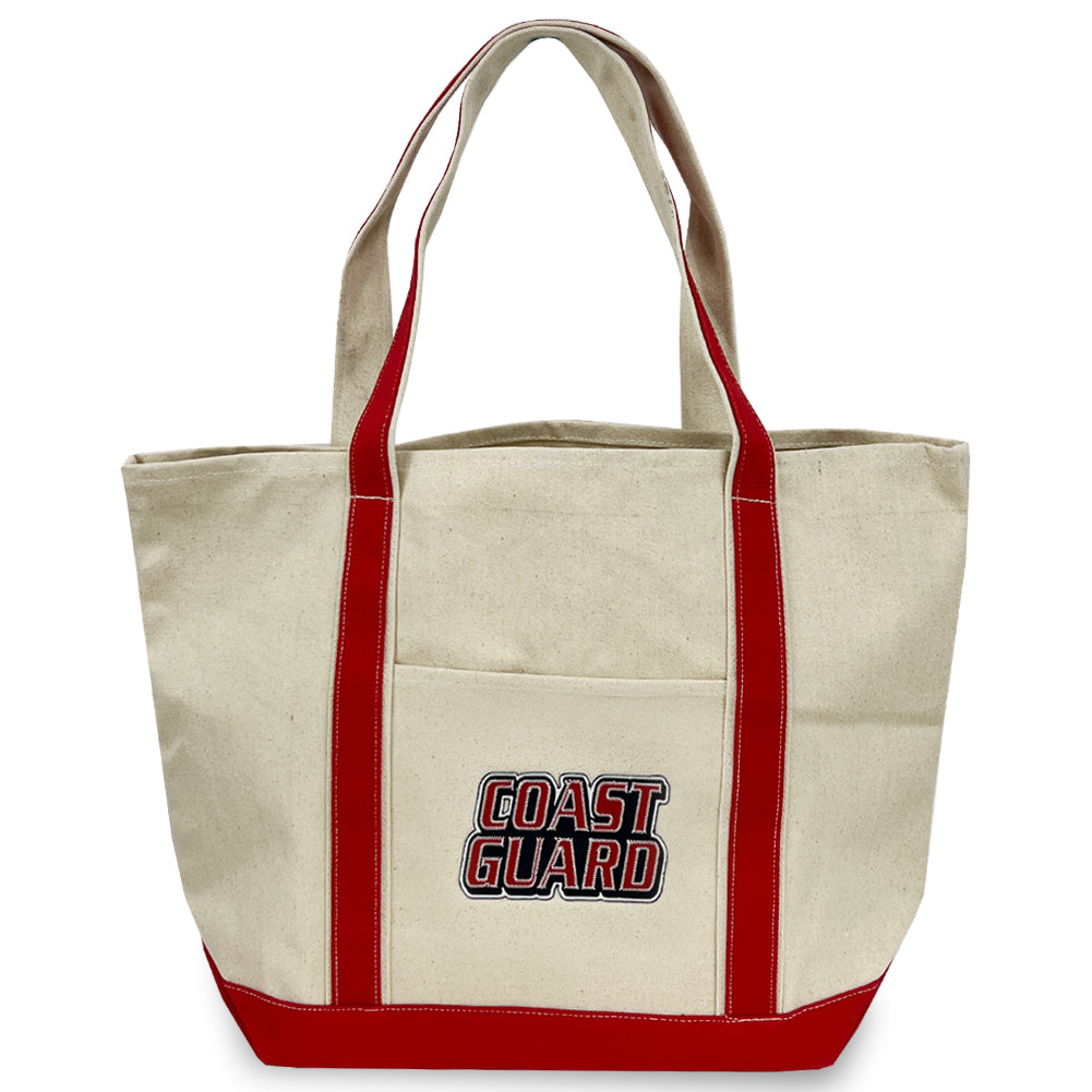 Coast Guard Classic Natural Canvas Tote (Natural/Red)