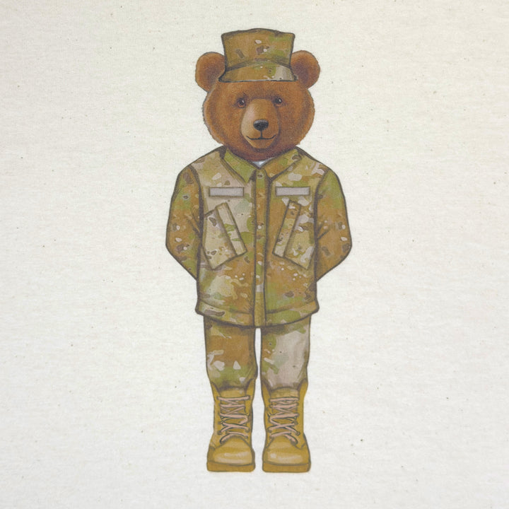 Crew Dog Army Uniform Bear T-Shirt (Cream)