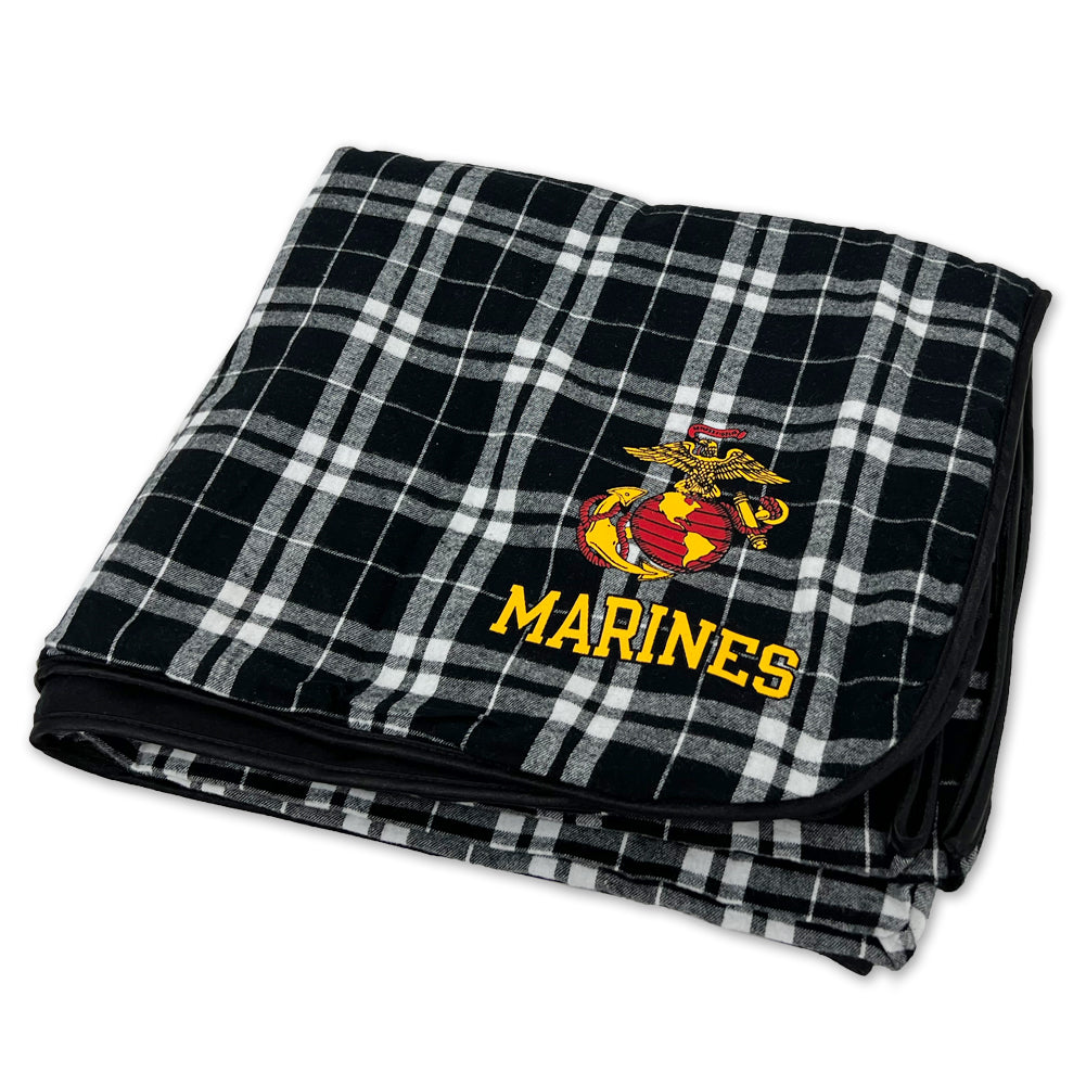 Marines EGA Premium Flannel Blanket (Black/White)